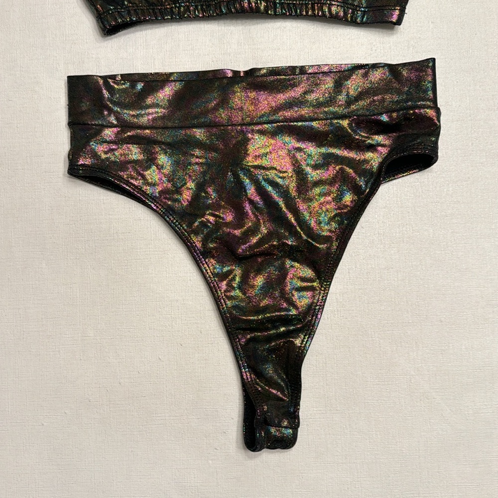 NWT The Sugarpuss Collection Hologram Rainbow Bikini - Picture 4 of 7